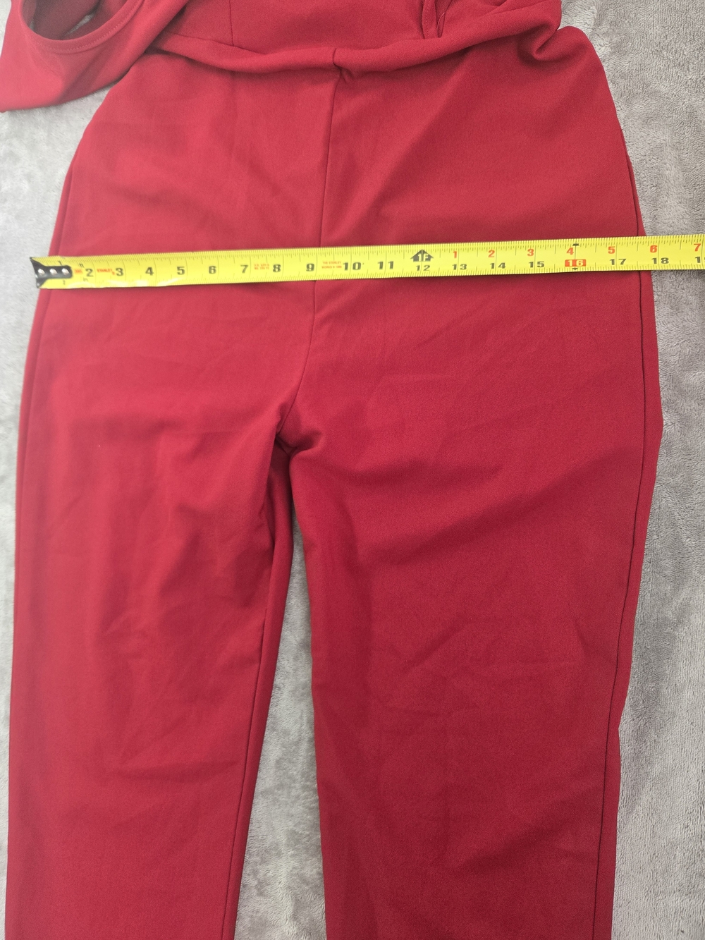 Red Off-Shoulder Ruffle Jumpsuit - Picture 5 of 10